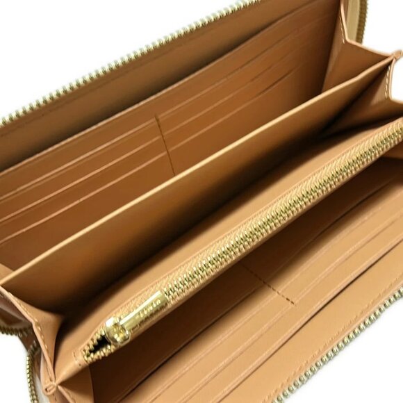 Auth COACH Long Zip Around Wallet Star Print CW479 Cream Gold Leather - - Picture 7 of 8